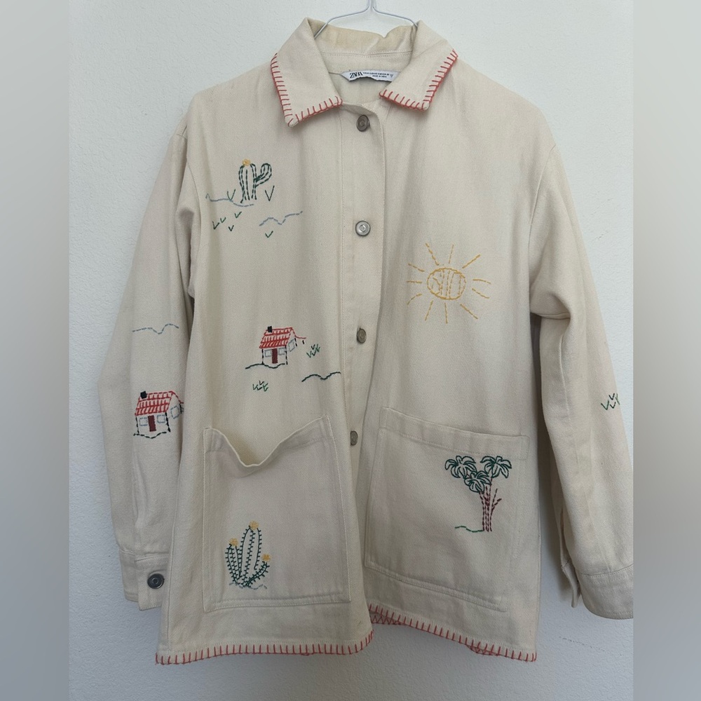 Zara Demin Jacket with Stitching